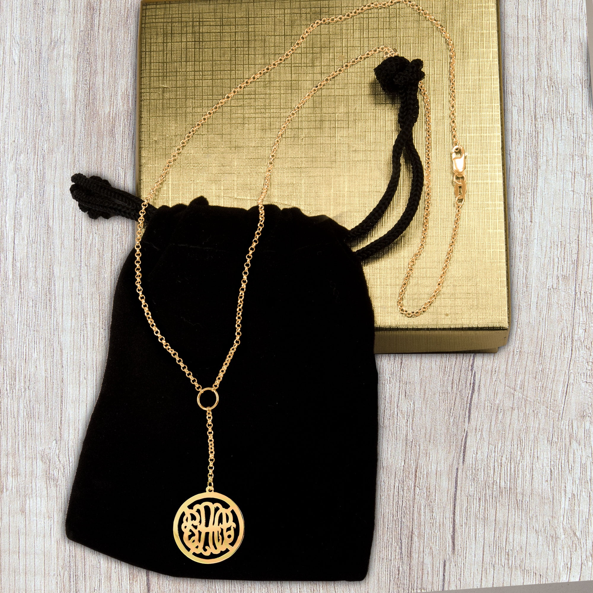 Personalized Drop Monogram Pendant in Sterling Silver or 14K Gold-Plated Sterling Silver
