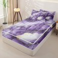 thumbnail image 2 of Homewish Purple Marble Zipper Twin Comforter Sets with Fitted Sheet and 2 Pillowcases,Gold Metallic Zipper Bedding Set,Light gray Reversible,4-Piece, 2 of 7