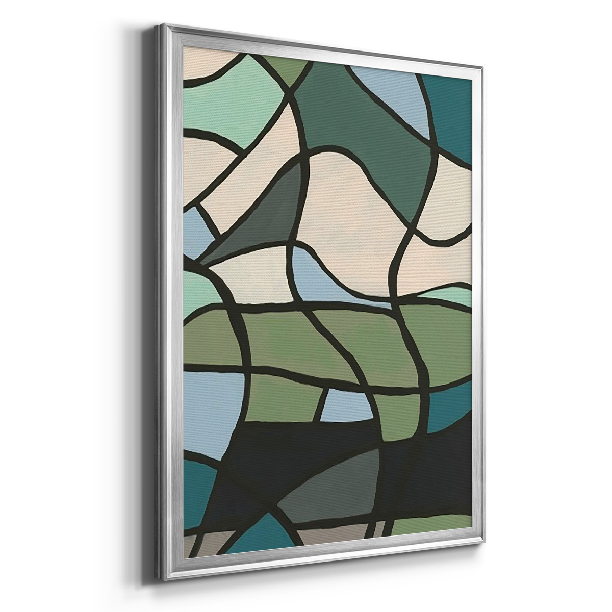 Multicolor Stained Glass II Premium Framed Print, in Gold, Black, or Silver - Ready to Hang
