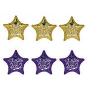 Set of 6 Class of 2022 Purple & Gold Star Graduation Cap Party Balloons Decorations Grad Graduate