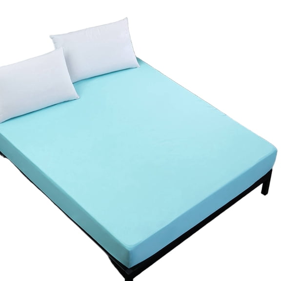 AUQ Twin XL Mattress Protector, Soft Flannel Waterproof Mattress Pad, Liquid Resistant Bed Cover with 360° Elastic, Lake Blue