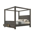 thumbnail image 2 of 5Pc Queen Canopy Bed Set Storage Footboard Luxurious Bedroom Furniture Gray, 2 of 5