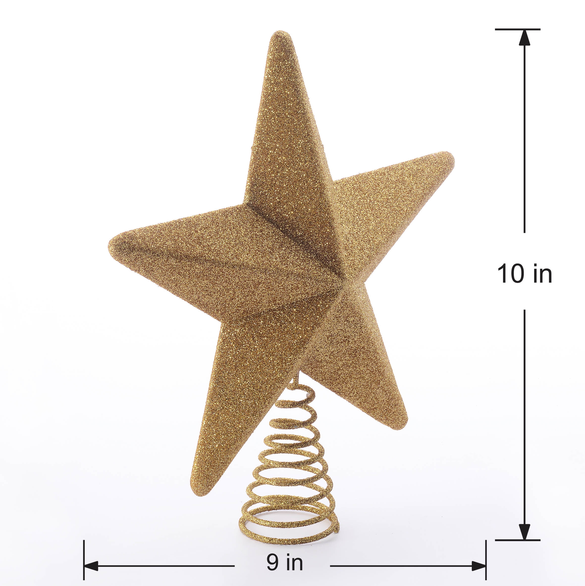 ORNATIVITY Jewel Star Tree Topper - Gold Glitter Sparkling Metal