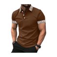 thumbnail image 2 of Men's Short Sleeve Polo Shirt Classic Collar Contrast Trim Vintage Pattern Solid Color Casual Sports Summer Spring Outdoor Leisure Daily Wear, 2 of 4
