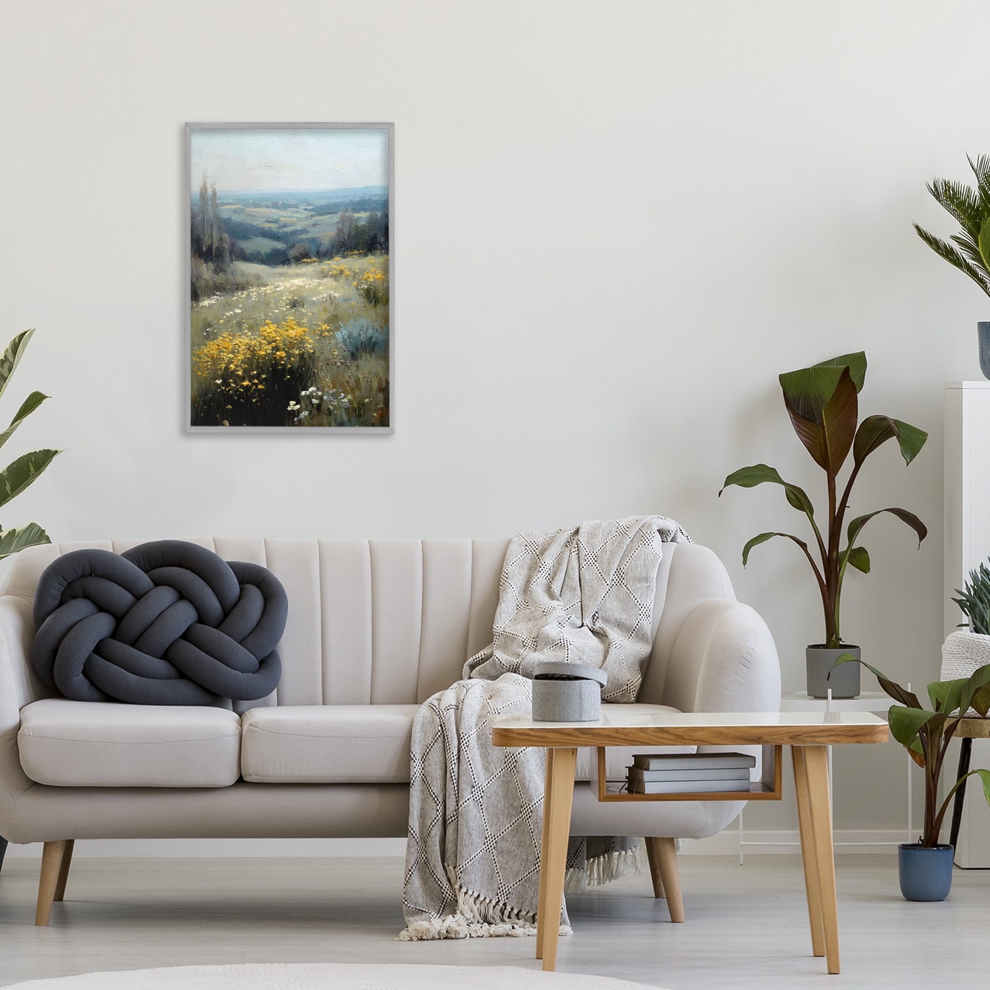 Stupell Industries Sporadic Meadow Flowers Gray Framed Giclee Art, design by Petal Prints Design