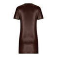 thumbnail image 5 of IROINNID Discount Formal Dress for Women Wedding Guest Evening Night Party Dress Trendy Color Imitation Faux-Leather Short Sleeve Round Neck Versatile Dress,Coffee, 5 of 6