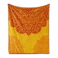 thumbnail image 1 of Ethnic Soft Flannel Fleece Throw Blanket, Abstract Floral Ornamental Framework Detail Grunge Background Traditional Design, Cozy Plush for Indoor and Outdoor Use, 50" x 70", Red Yellow, by Ambesonne, 1 of 6