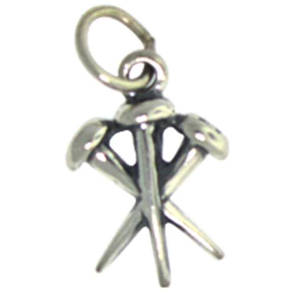 Sterling Silver 16" .8mm 3D Three Spikes That Nailed Jesus To Cross Christian Pendant Necklace