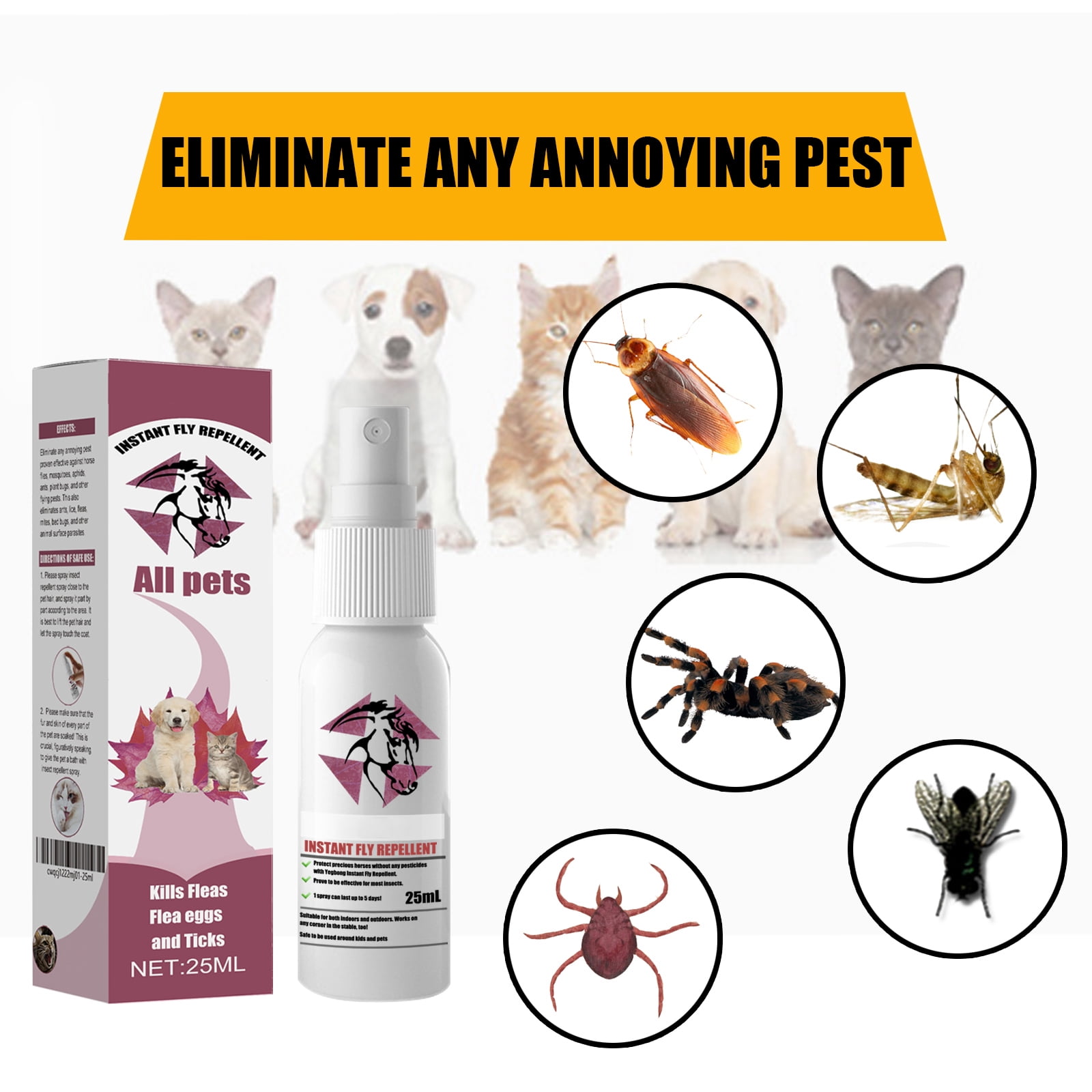 Alvantor Flea and Tick Spray for Pets, Indoor Outdoor Pest Repellent, 0.85 fl oz