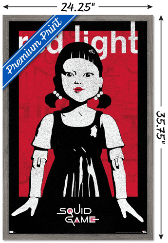 Netflix Squid Game - Red Light Wall Poster, 22.375" x 34", Framed