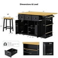 thumbnail image 2 of Harper & Bright Designs Large Kitchen Island with 2 Bar Stools and Power Outlet, Kitchen Storage Cart on 5 Wheels with Drop Leaf and Door Internal Storage Rack & 3 Drawers, Black, 2 of 20