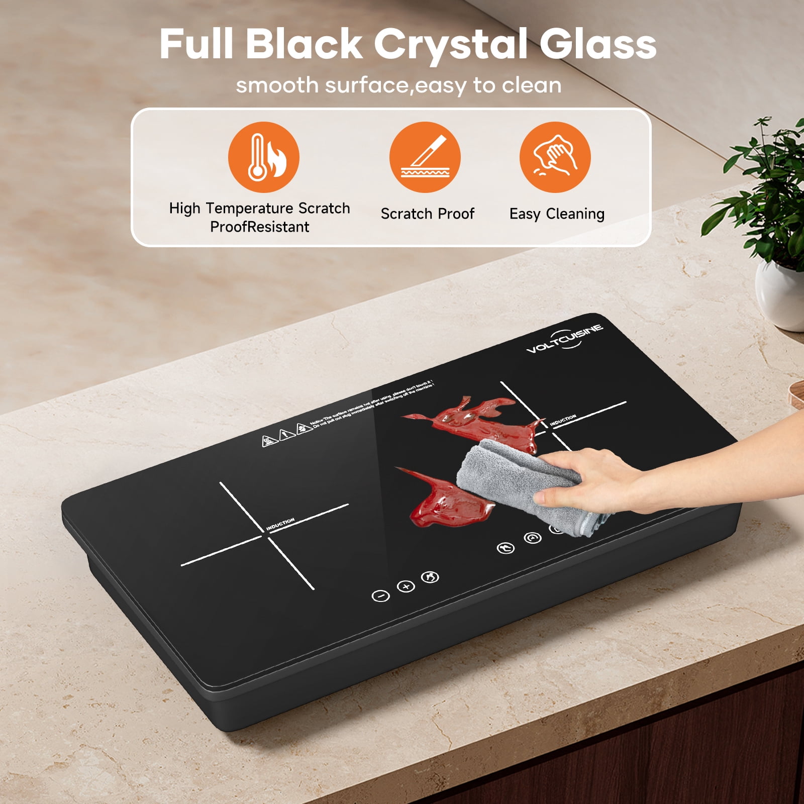 VoltCuisine Double/Dual Portable Induction Cooktop, 1800W Hot Plate Electric Stove Top Burner