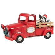 Holiday Time Antique Red Metal Truck With Dog Tabletop Decoration, 13"x6"