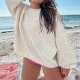 thumbnail image 4 of Women Loose Knit Sweater Solid Color Long Sleeve Winter Pullovers, 4 of 8