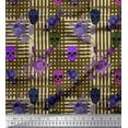 thumbnail image 1 of Soimoi Modal Satin Fabric Leaves,Rose & Skull Halloween Decor Fabric Printed Yard 42 Inch Wide, 1 of 1