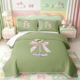 thumbnail image 2 of Manfei Cute Bowknot Goblet Quilt Full,Pink Girly Bowtie Full Bedspread Sets,3pcs,1 Coverlet and 2 Pillowcases, 2 of 7