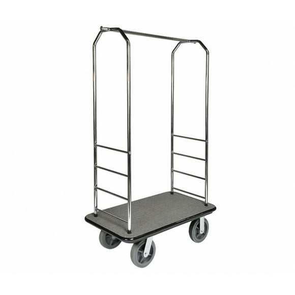 CSL 2000GY-080 Luggage Cart w/ Carpeted Deck - 43"L x 23"W x 72 1/2"H, Chrome