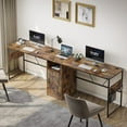 thumbnail image 6 of Bestier L Shaped Desk 95" Two Person Long Computer Desk with Storage Cabinet for Home Office, Rustic, 6 of 9
