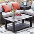thumbnail image 7 of Grand Patio Outdoor Wicker Coffee Table, Patio Coffee Table Rectangle Center Table Side Table w/ Aluminum Steel Frame, Brown, 7 of 7