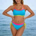 thumbnail image 2 of XIYON Womens Bikini Sets Bandeau Swimsuits For Two Piece Bathing Ruched Tankini Strapless Swimwear Summer Beach Vacation Bathing Suits, 2 of 4