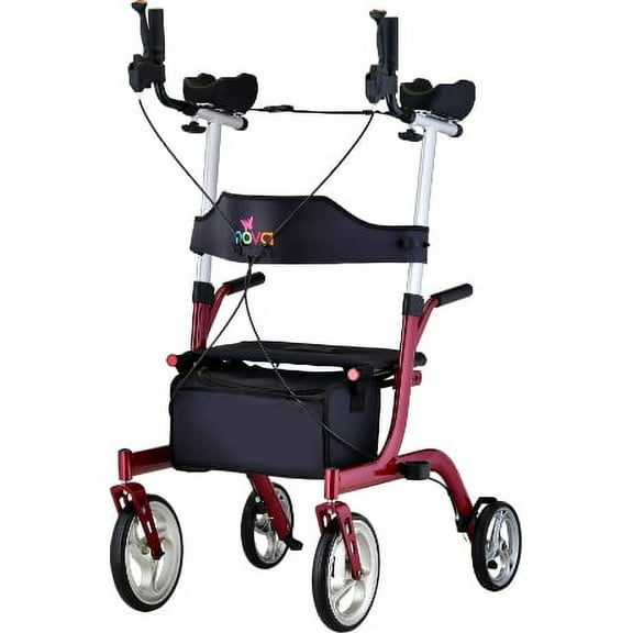 Nova Medical Phoenix Rise UP Rollator - Upright Rolling Walker - Red