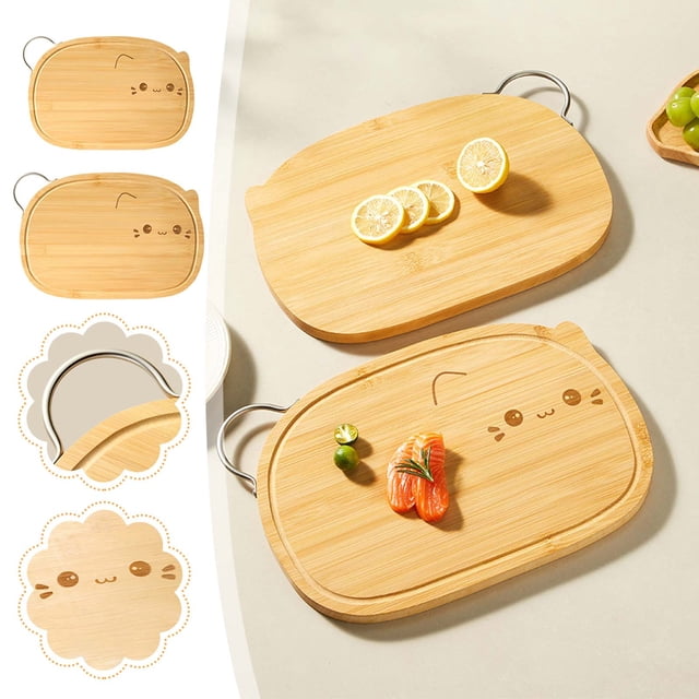 Tabla de cortar de madera para frutas y verduras | Tabla de cortar de madera Phoebe para pan, comida para bebés, preparación de comidas | Duradero, resistente al desgaste | Lindo diseño para niños y