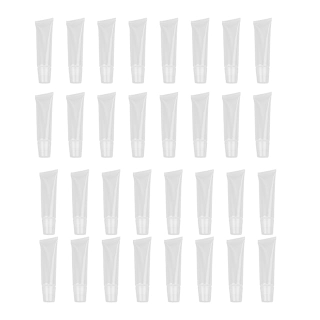 60pcs 10g Brillo labial Tubos vacíos Contenedor de pomada labial Bálsamo labial Tubo suave para mujeres niñas (Blanco)