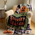 thumbnail image 5 of Halloween Quilt Pumpkin Throw Blanket Thanksgiving Throw Blanket Fall Blankets and Throws Soft Flannel Patchwork Cover for Sofa Couch Bed Living Room Seasonal Holiday Festival Decor Gift 59.1*51.2in, 5 of 6