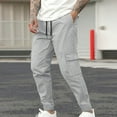thumbnail image 2 of GuangCheng George Men Textured Cargo Joggers Elastic Waistband Drawstring Multiple Pockets Slim Fit Stretch Comfortable Casual Trousers,Size:L, 2 of 6