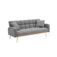 thumbnail image 5 of 69" Sofa Bed, Adjustable Teddy Fabric Sleeper Sofa Couch with Removable Armrests for Living Room Bedroom, Gray, 5 of 6