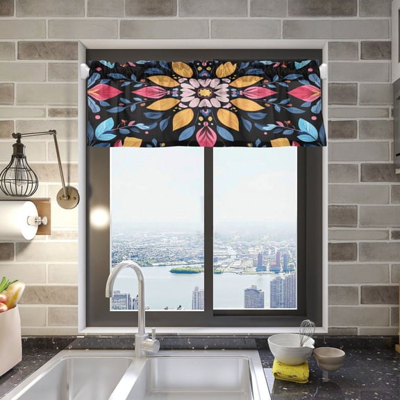 BZSMCE Alance Curtains Botany Texture Design Modern Style Pattern Window Curtain Valance 52W" x 18L" for Kitchen Living Room Bedroom