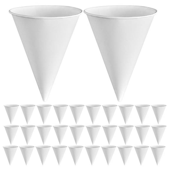200 vasos cónicos de papel: vasos desechables blancos gruesos de 170 g para bebidas frías y calientes, helados, agua y suministros para fiestas.