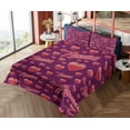 thumbnail image 4 of Ambesonne Romantic Emoji Fitted & Top Sheet Set with Shams, Valentines Heart, Dark Magenta and Dark Pink, 4 of 5