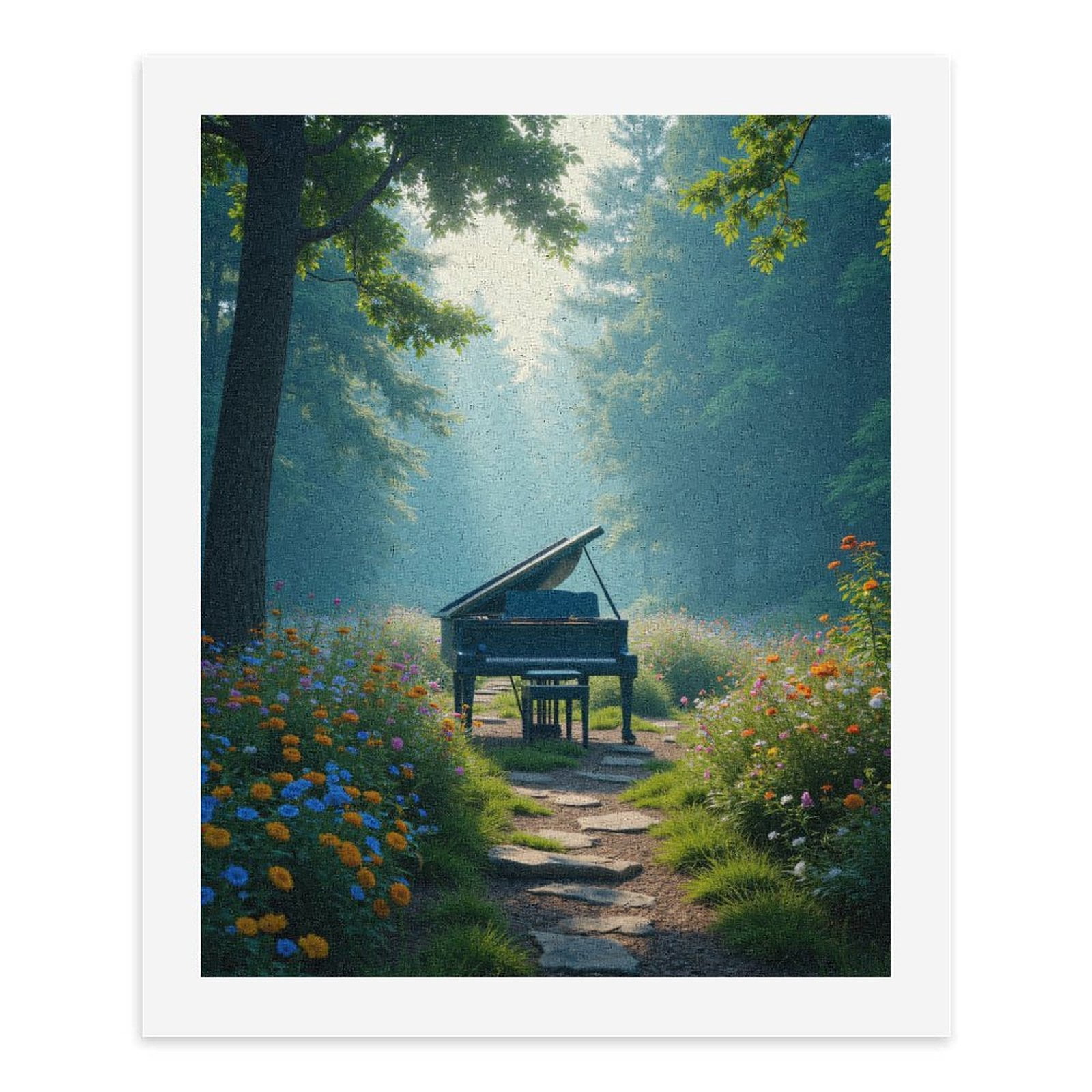 Paint By Numbers Kit for Adults Beginner - Piano In Forest Dreamy Pathway DIY Canvas Painting Kits for Adults, Frameless Paint By Number for Adults for Home Wall Decor 16x20 Inch