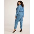 thumbnail image 4 of Sofia Jeans Women's and Women's Plus Size Utility Jumpsuit with Long Sleeves, 26" Inseam, Sizes XS-5X, 4 of 4