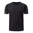 thumbnail image 2 of Domuza Men's Plain Reflective Design Sports Tee Active Crew Neck Tshirts Dri Breathable Shirts Black L, 2 of 5