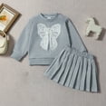 thumbnail image 2 of Mnyotv Long Sleeve Bow Embroidery Sweater Top Short Skirt Kids Fall Outfits Sweet Clothes for Girls Size 12-18Months, 2 of 5