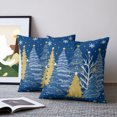thumbnail image 2 of Pillow Covers 18x18 Set of 2, Blue Christmas Tree Throw Pillow Covers Decorative Couch Cushion Cover, Blue Golden Xmas Tree Snowflake Winter Microfiber Soft Pillowcases for Bedroom Living Room Sofa, 2 of 9