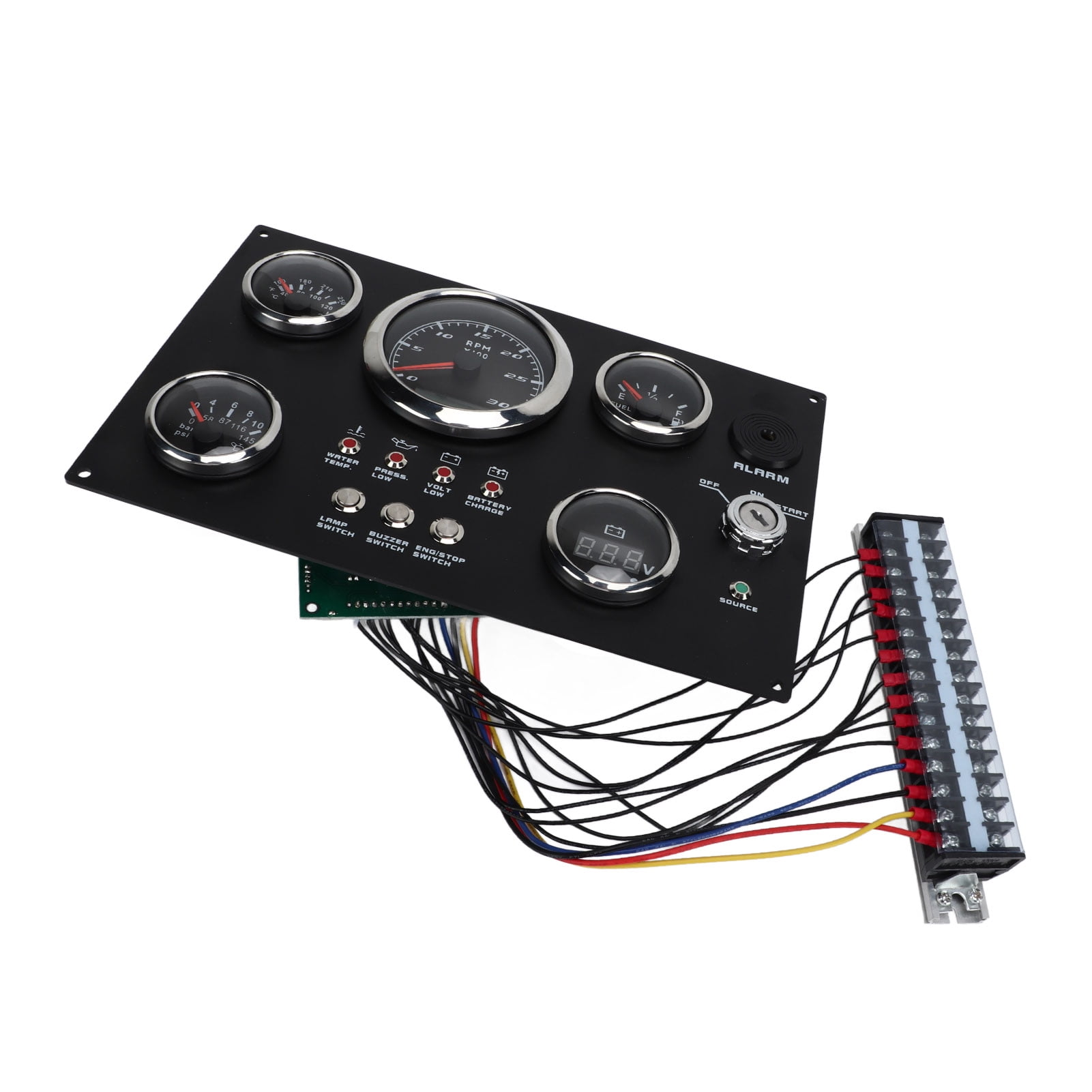 Engine Gauge Panel,5in1 Digital Gauge Cluster Digital Dash Panel Fuel Level Oil Pressure Water Temp Gauge High Capacity