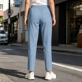 thumbnail image 5 of JULMCOMO Pants for Women Drawstring Elastic Waist Lightweight Joggers Running Athletic Workout Pants With Zipper Pockets Sky Blue M, 5 of 5