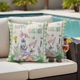 thumbnail image 4 of Easter Outdoor Waterproof Pillow Covers, Spring Rustic Rabbit Botanical Flowers Eggs Plaid Decorative Square Throw Pillowcase Sofa Cushion Sham for Patio/Couch/Chair, 18"x18" 2 Pack, 4 of 8