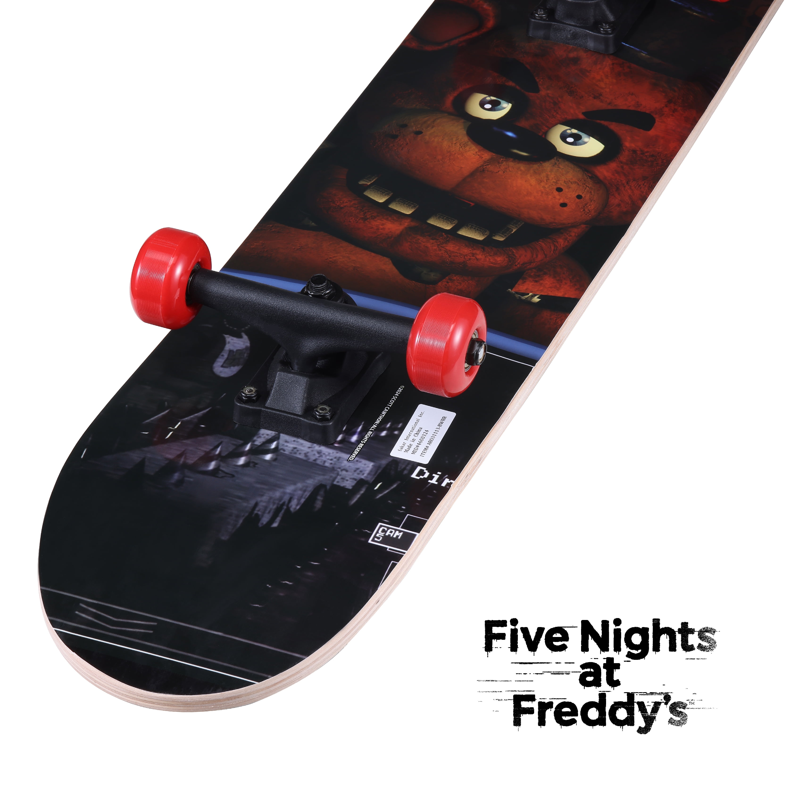 Five Nights at Freddy's 31" Complete Skateboard, Brown Bear, 50mm X 30mm Wheels, for Kids Ages 5+