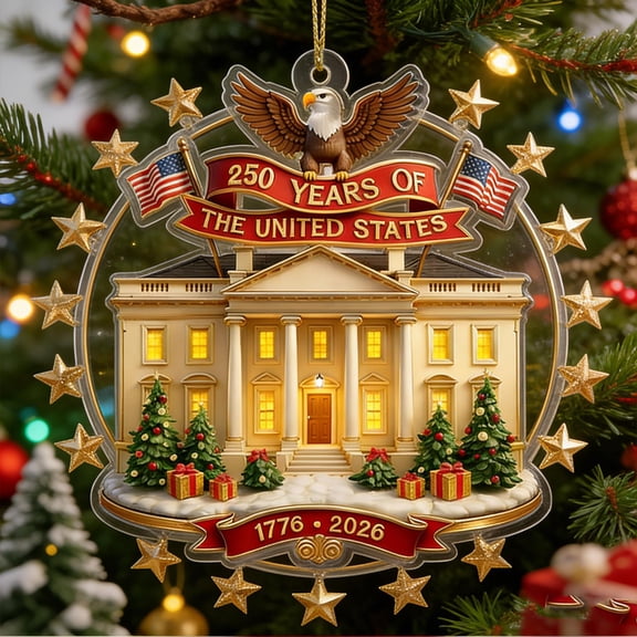 Us 250th Anniversary Ornament 2026 – Patriotic Acrylic Hanging Christmas Tree Decoration, Collectible Keepsake Gift for Veterans & History Lovers