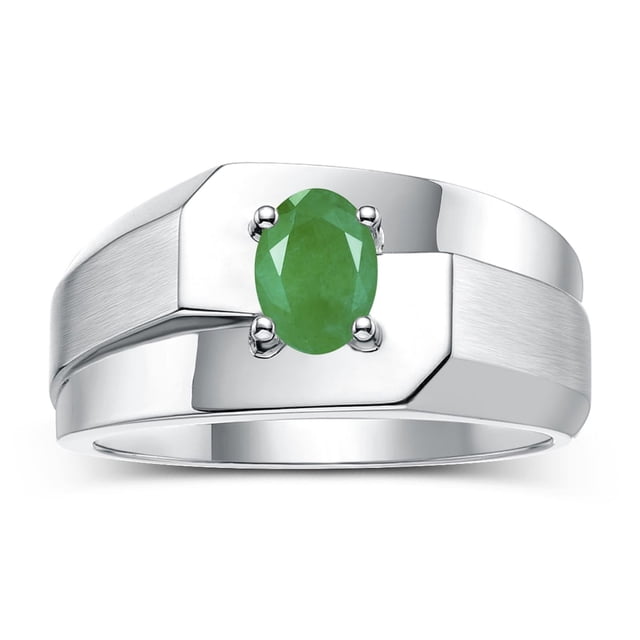 RYLOS Men's Rings Sterling Silver Ring Classic Solitaire 7X5MM Oval Shape Gemstone Designer Band Emerald May Birthstone Rings For Men Size 8