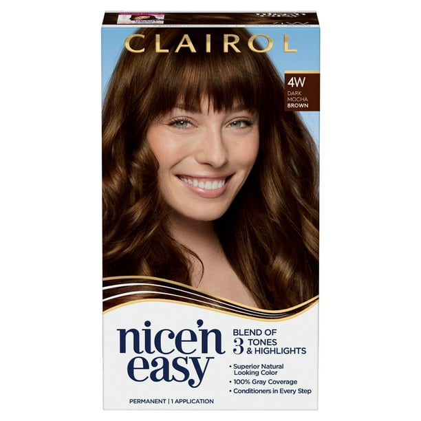 Clairol Nice'n Easy Permanent Hair Color Creme, 4W Dark Mocha Brown, 1  Application, Hair Dye 