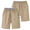 thumbnail image 2 of Wuxian Boy'S Casual School Uniform Shorts Elastic Waist Pull On Solid Color Comfortable Formal Breathable Flat Front Summer Dress Pants Lightweight Hiking Athletic Trunks,Khaki,7-8 Years, 2 of 8