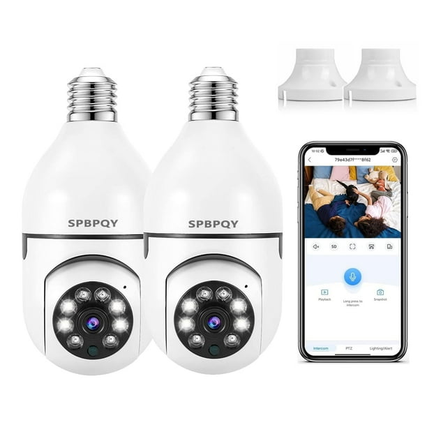 SPBPQY Light Bulb Camera, 2 Pack Security Camera 1080p, 2.4GHz WiFi