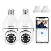 Light Bulb Camera, 2 Pack 5G Wireless WiFi Security Camera 1080p,WiFi Smart 360 Surveillance Camera for Indoor and Outdoor, Light Socket Camera with Real-time Motion Detection,Night Vision
