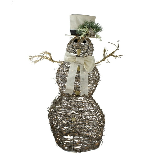 48&quot; LED Lighted Rattan Snowman Outdoor Christmas Decoration - Walmart
