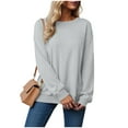 thumbnail image 7 of Quealent Crewneck Sweatshirts for Women Pullover Long Sleeve High Low Side Split Hem Basic Fall Fashion Sweatshirt Top Gray for Size M, 7 of 7